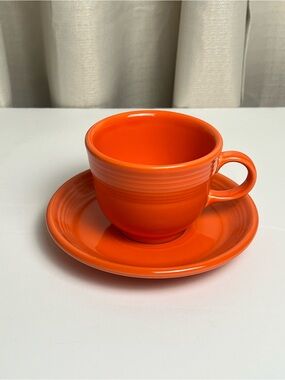 Homer Laughlin Fiesta Ware Persimmon Teacup & Saucer Set